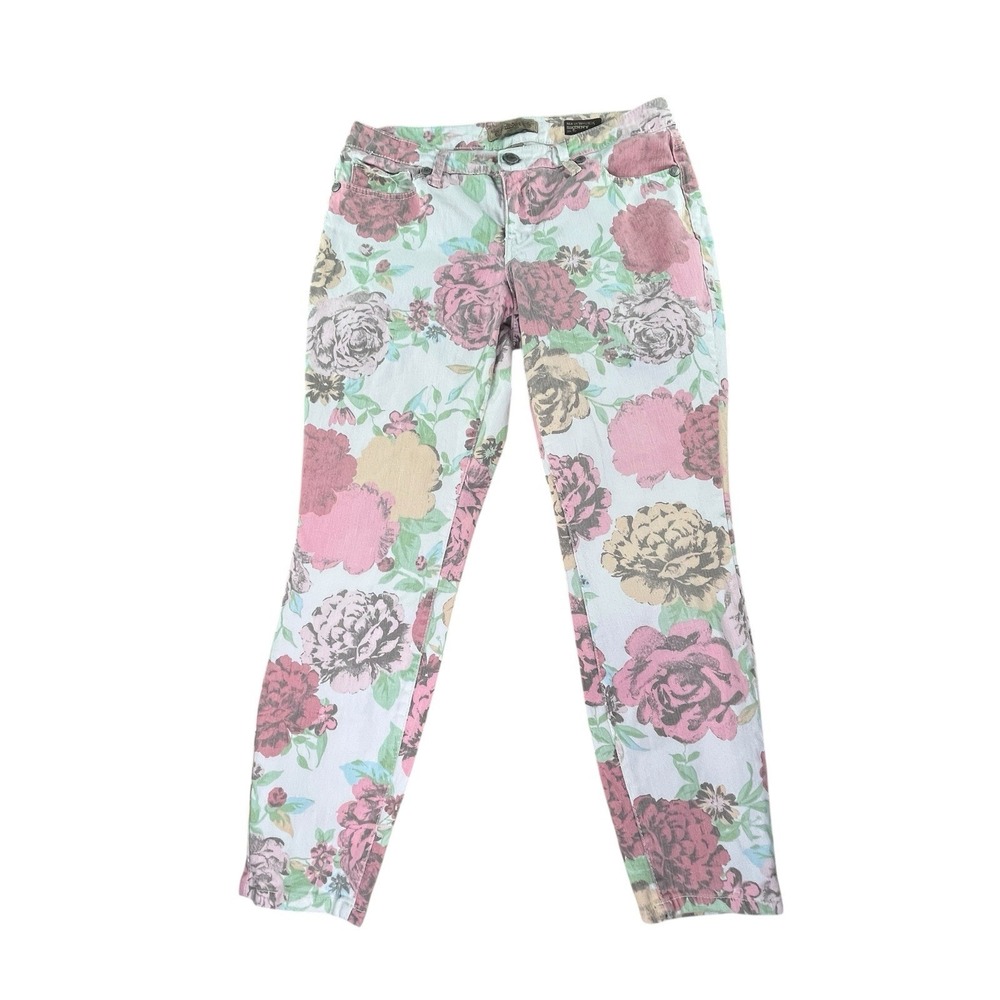 Nine West Vintage America Skinny Jeans Women 6 Floral Rose Cottagecore Whimsical